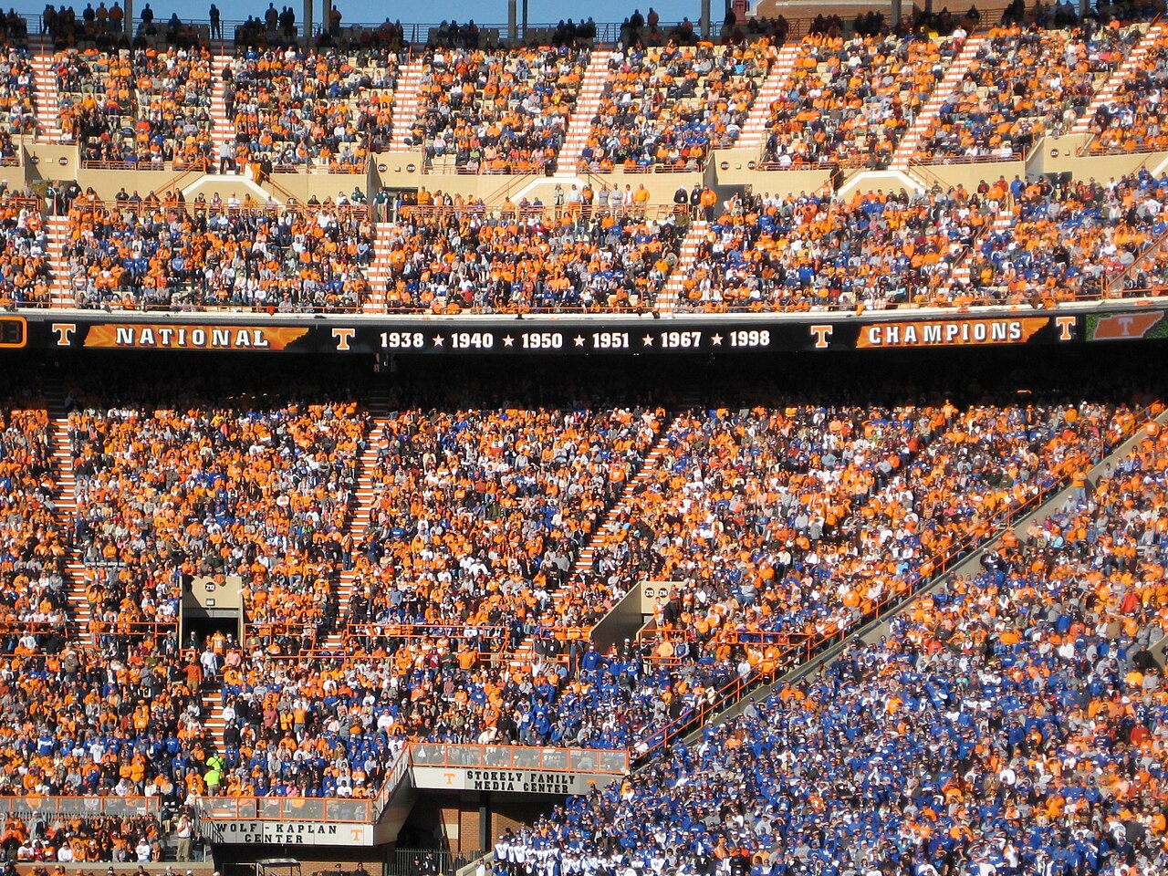 Tennessee fans in the stands during the Kentucky game at Neyland Stadium in 2010
