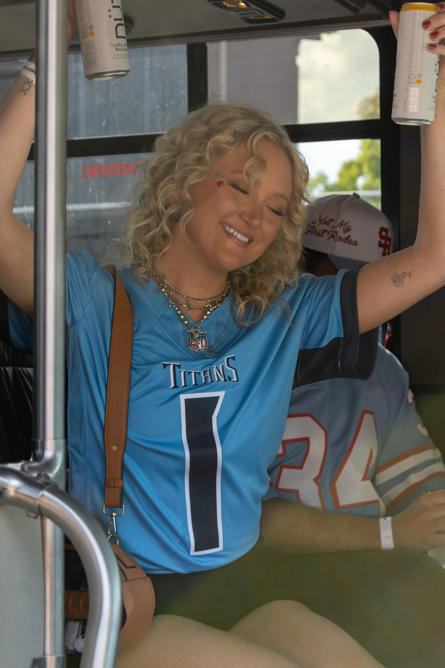 A Titans fan boarding the Honky Tonk Hideaway shuttle